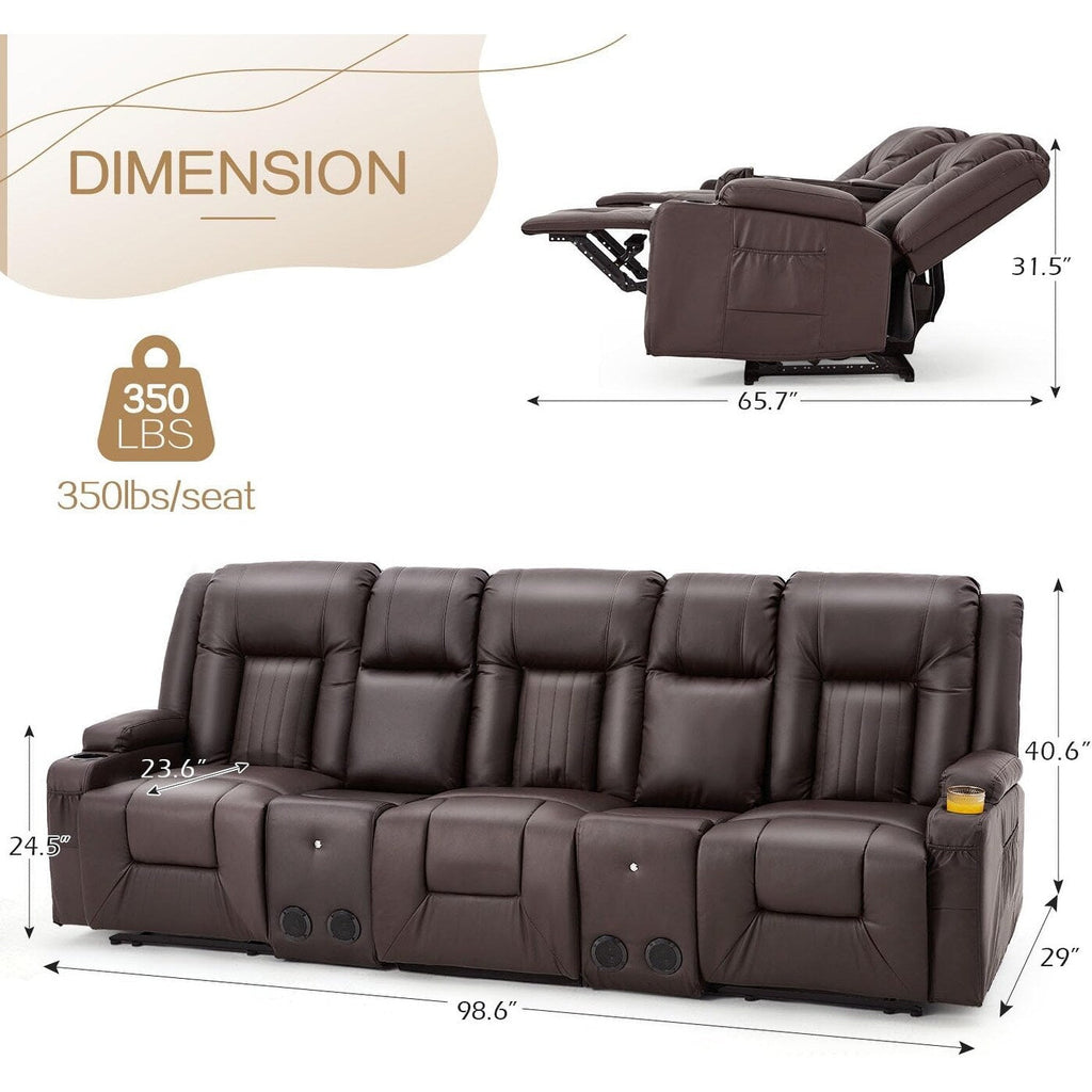 Divano reclinabile AECOJOY manuale per camper, divano reclinabile in PU per home theater con console