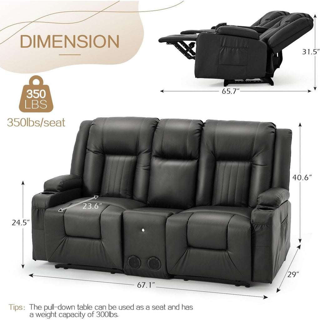 Divano reclinabile AECOJOY manuale per camper, divano reclinabile in PU per home theater con console