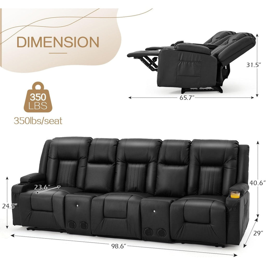 Divano reclinabile AECOJOY manuale per camper, divano reclinabile in PU per home theater con console