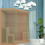 Sauna interna umida e asciutta in legno ALEKO per 5-6 persone con riscaldatore elettrico - 75 x 75 x 83 pollici