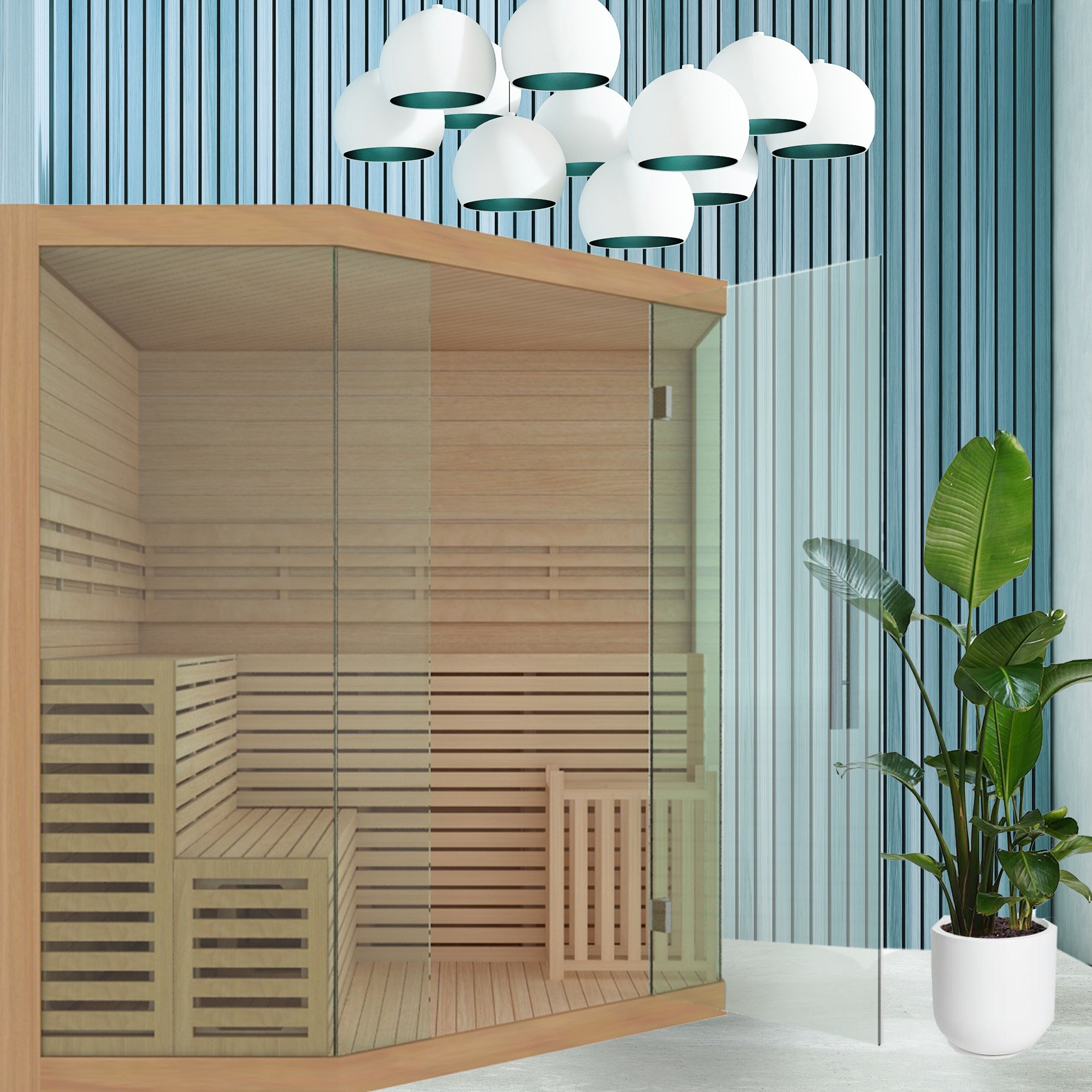 Sauna interna umida e asciutta in legno ALEKO per 5-6 persone con riscaldatore elettrico - 75 x 75 x 83 pollici