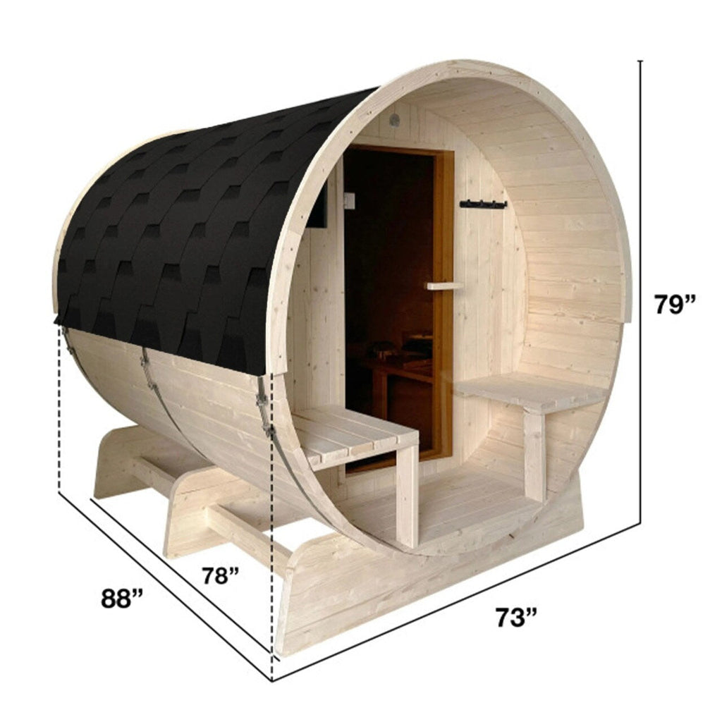 Sauna a botte in pino finlandese bianco ALEKO per 6-8 persone con riscaldatore elettrico UL - 88L x 73W x 79H pollici