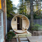 Sauna a botte in pino finlandese bianco ALEKO per 6-8 persone con riscaldatore elettrico UL - 88L x 73W x 79H pollici