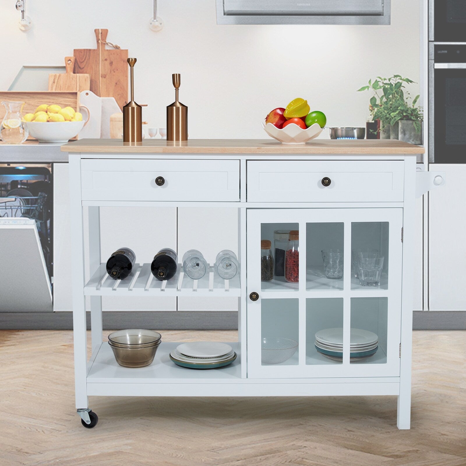 Carrello per microonde con isola da cucina mobile AVAWING 42