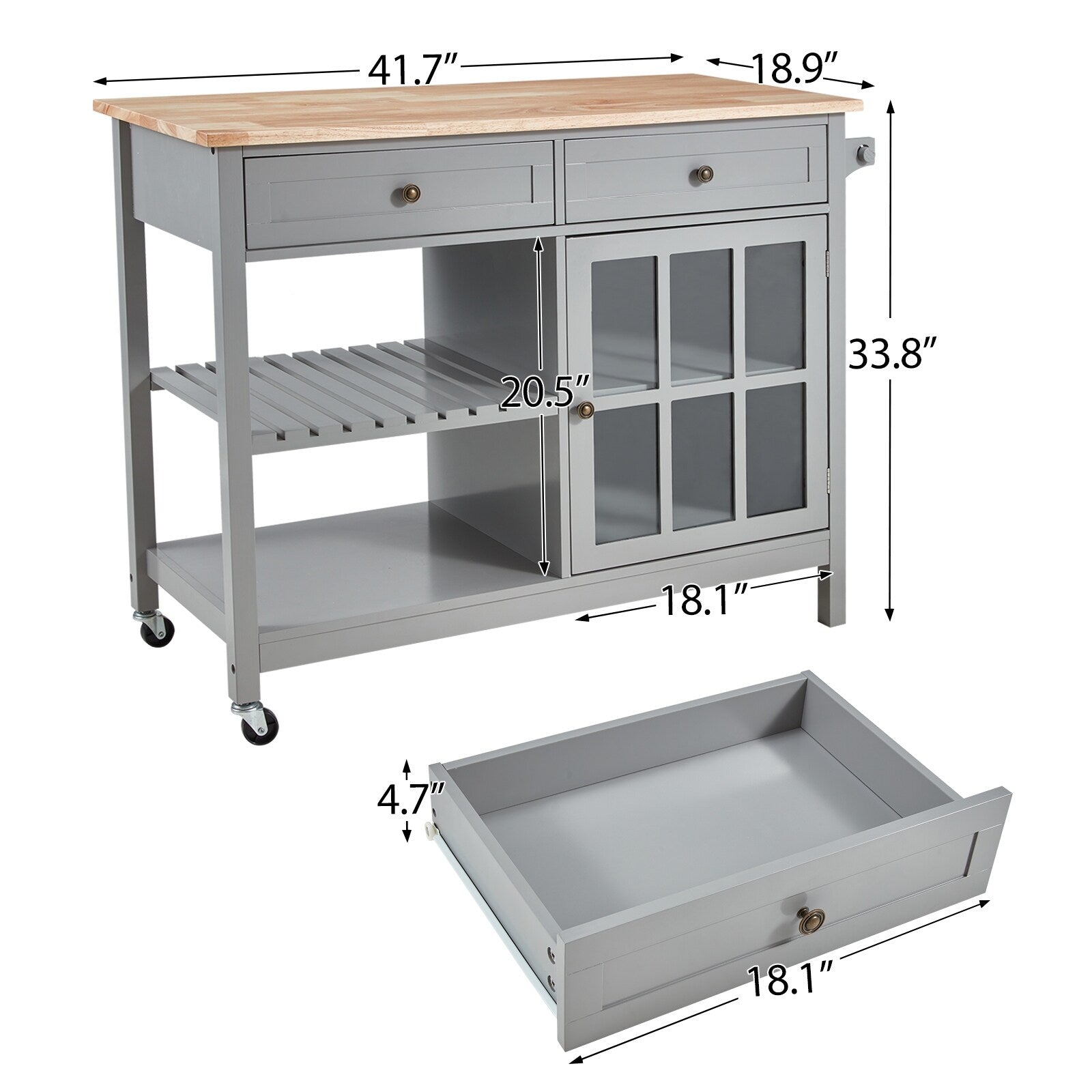 Carrello per microonde con isola da cucina mobile AVAWING 42