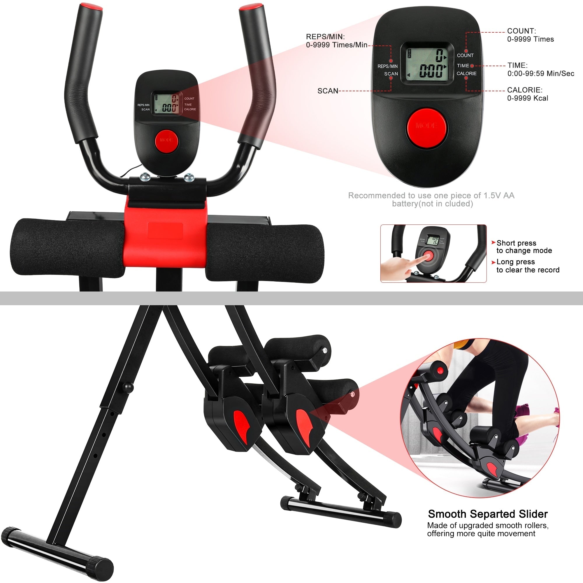 Ab Machine Pieghevole Core Addominali Esercizio Trainer Home Gym Fitness