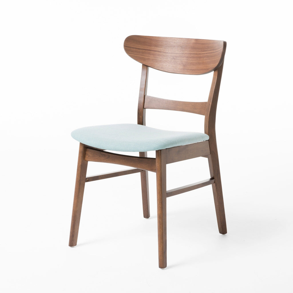 Sedia da pranzo Abrielle in legno di caucciù imbottita in stile moderno di metà secolo (set di 2) di Christopher Knight Home