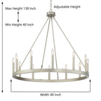 Lampadario a ruota di carro Acroma Farmhouse da 12 luci, 40 pollici, con UL - 40'' P x 138'' H