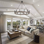 Lampadario a ruota di carro Acroma Farmhouse da 12 luci, 40 pollici, con UL - 40'' P x 138'' H