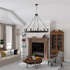 Lampadario a ruota di carro Acroma Farmhouse da 12 luci, 40 pollici, con UL - 40'' P x 138'' H