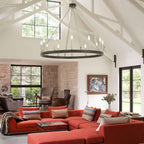 Lampadario a ruota di carro Acroma Farmhouse da 12 luci, 40 pollici, con UL - 40'' P x 138'' H