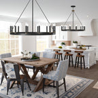 Lampadario a ruota di carro Acroma Farmhouse da 12 luci, 40 pollici, con UL - 40'' P x 138'' H