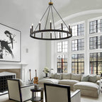 Lampadario a ruota di carro Acroma Farmhouse da 12 luci, 40 pollici, con UL - 40'' P x 138'' H