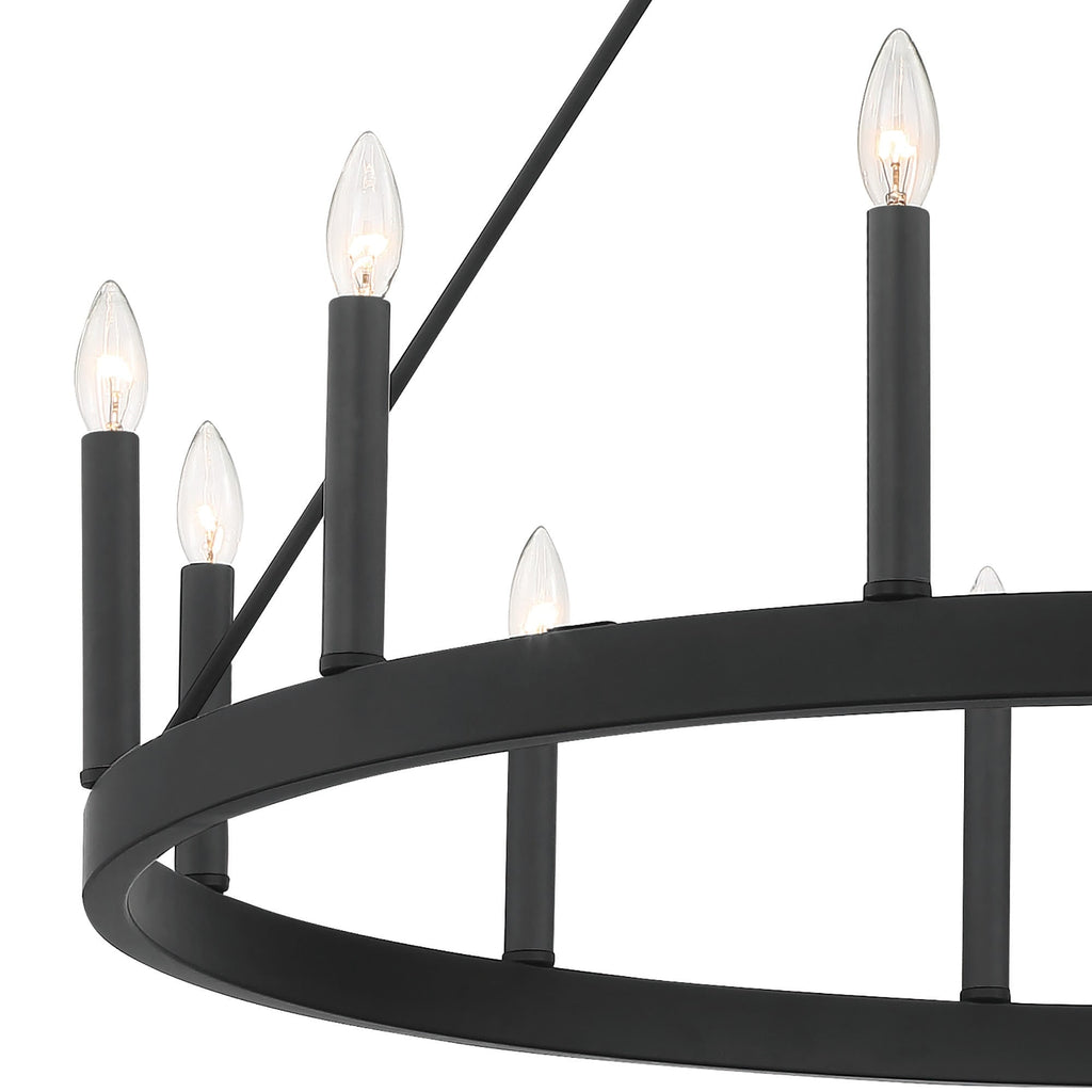 Lampadario a ruota di carro Acroma Farmhouse da 12 luci, 40 pollici, con UL - 40'' P x 138'' H