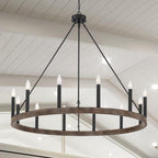 Lampadario a ruota di carro Acroma Farmhouse da 12 luci, 40 pollici, con UL - 40'' P x 138'' H