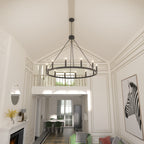 Lampadario a ruota di carro Acroma Farmhouse da 12 luci, 40 pollici, con UL - 40'' P x 138'' H