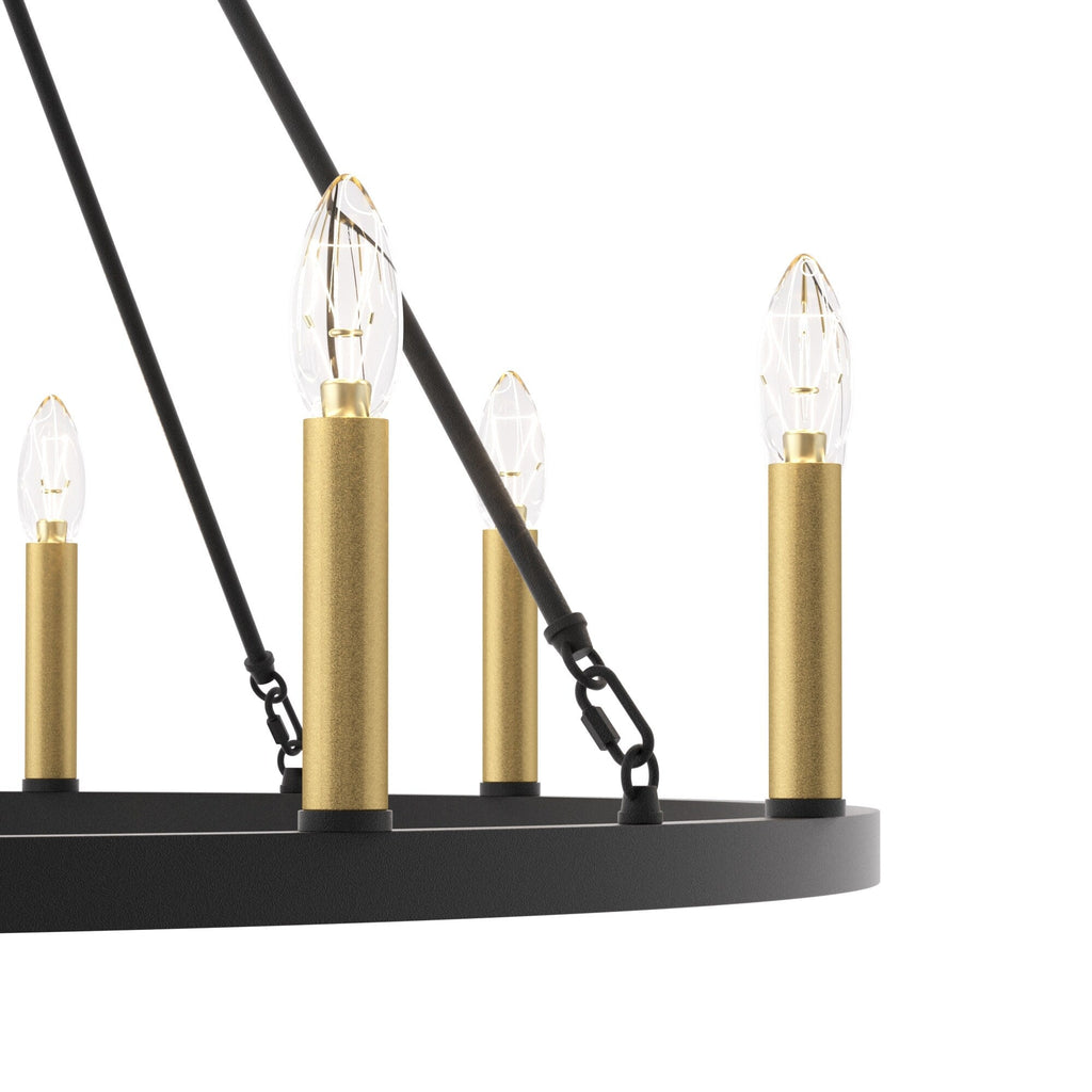 Lampadario a ruota di carro Acroma Farmhouse da 12 luci, 40 pollici, con UL - 40'' P x 138'' H