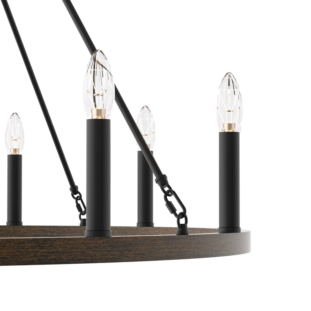 Lampadario a ruota di carro Acroma Farmhouse da 12 luci, 40 pollici, con UL - 40'' P x 138'' H