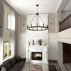 Lampadario a ruota di carro Acroma Farmhouse da 12 luci, 40 pollici, con UL - 40'' P x 138'' H