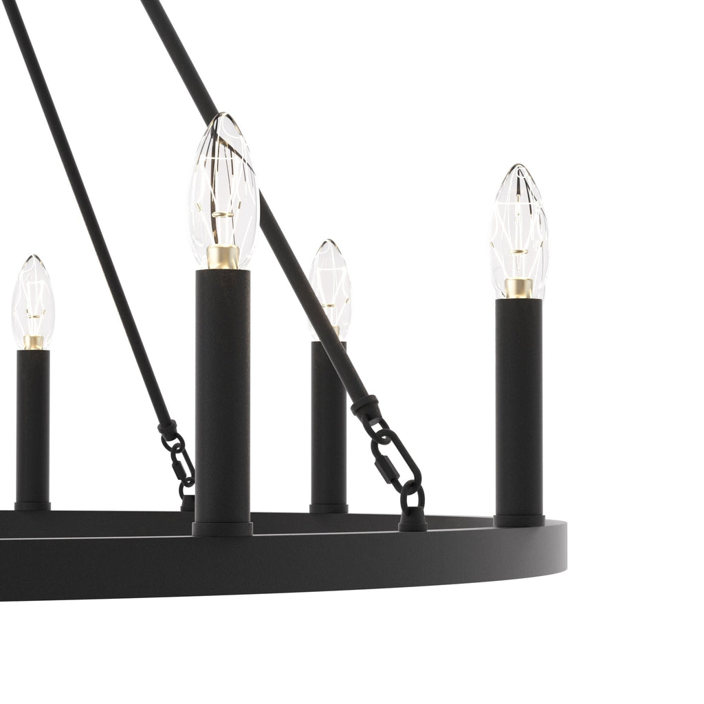 Lampadario a ruota di carro Acroma Farmhouse da 12 luci, 40 pollici, con UL - 40'' P x 138'' H