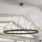 Lampadario a ruota di carro Acroma Farmhouse da 12 luci, 40 pollici, con UL - 40'' P x 138'' H