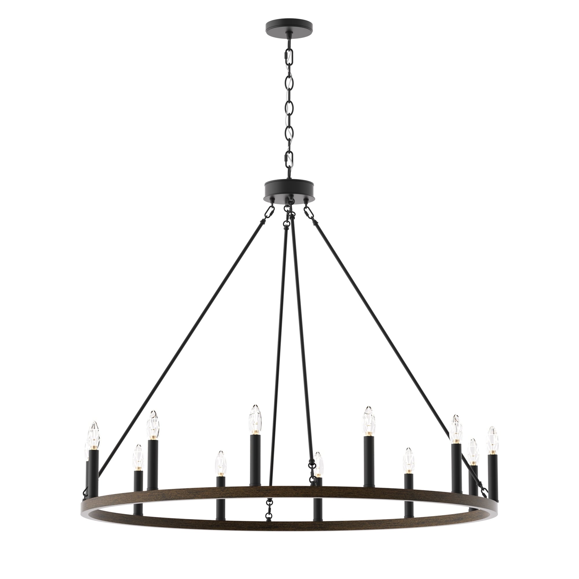 Lampadario a ruota di carro Acroma Farmhouse da 12 luci, 40 pollici, con UL - 40'' P x 138'' H