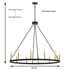 Lampadario a ruota di carro Acroma Farmhouse da 12 luci, 40 pollici, con UL - 40'' P x 138'' H