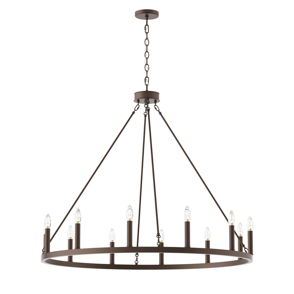 Lampadario a ruota di carro Acroma Farmhouse da 12 luci, 40 pollici, con UL - 40'' P x 138'' H