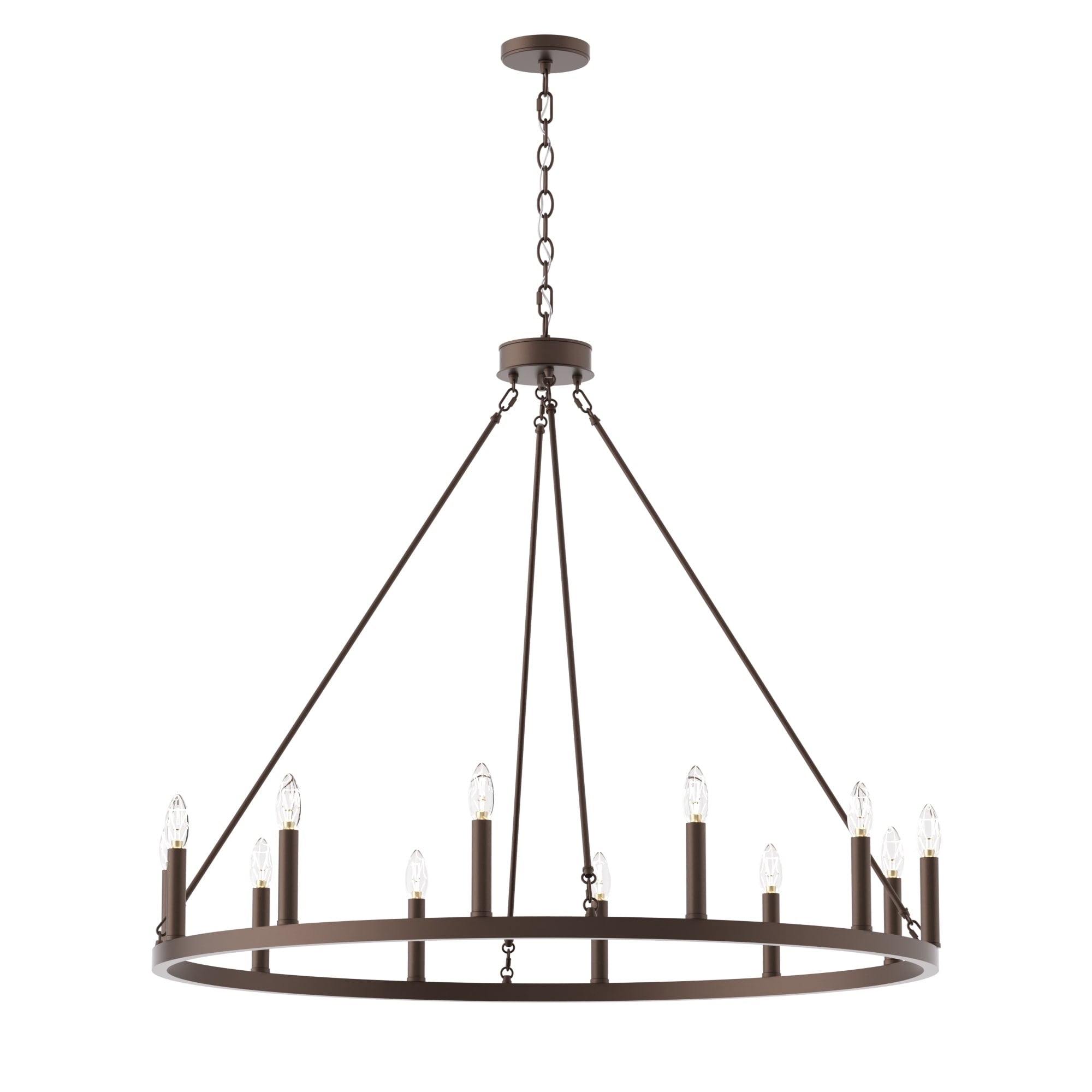 Lampadario a ruota di carro Acroma Farmhouse da 12 luci, 40 pollici, con UL - 40'' P x 138'' H