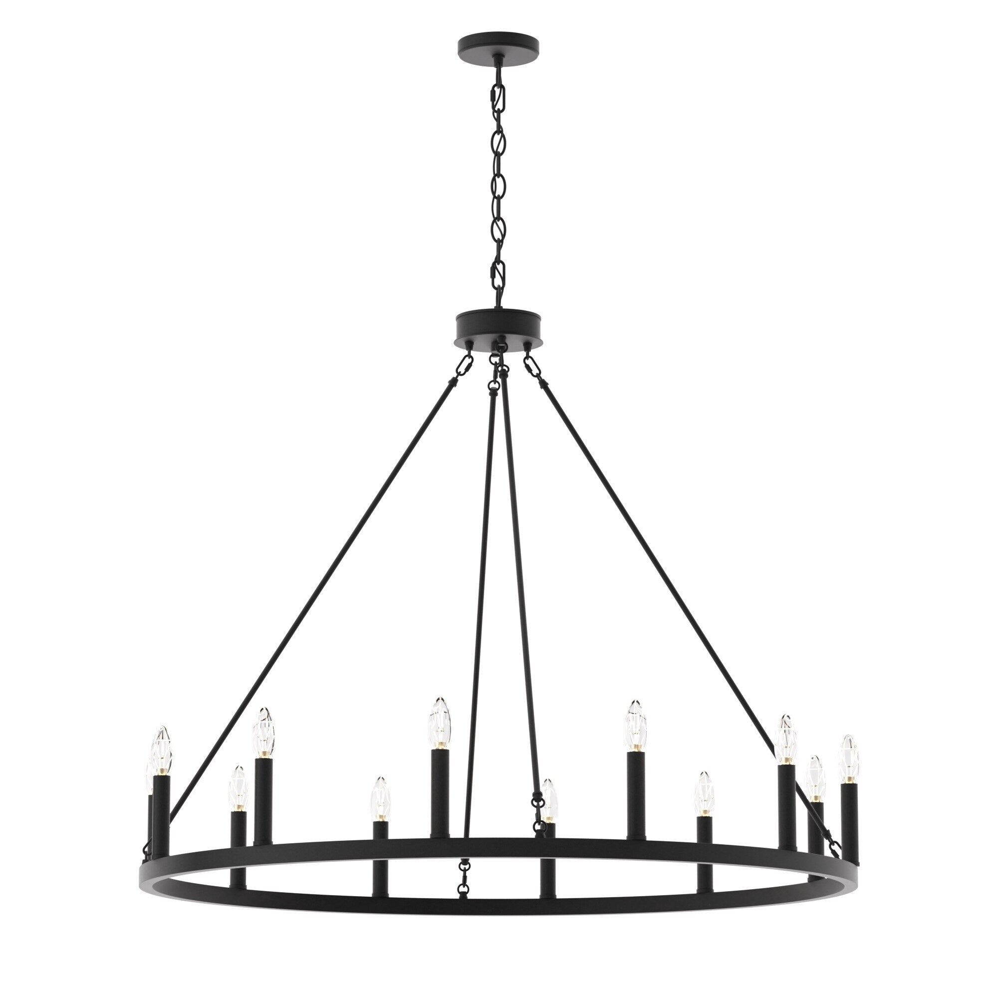 Lampadario a ruota di carro Acroma Farmhouse da 12 luci, 40 pollici, con UL - 40'' P x 138'' H