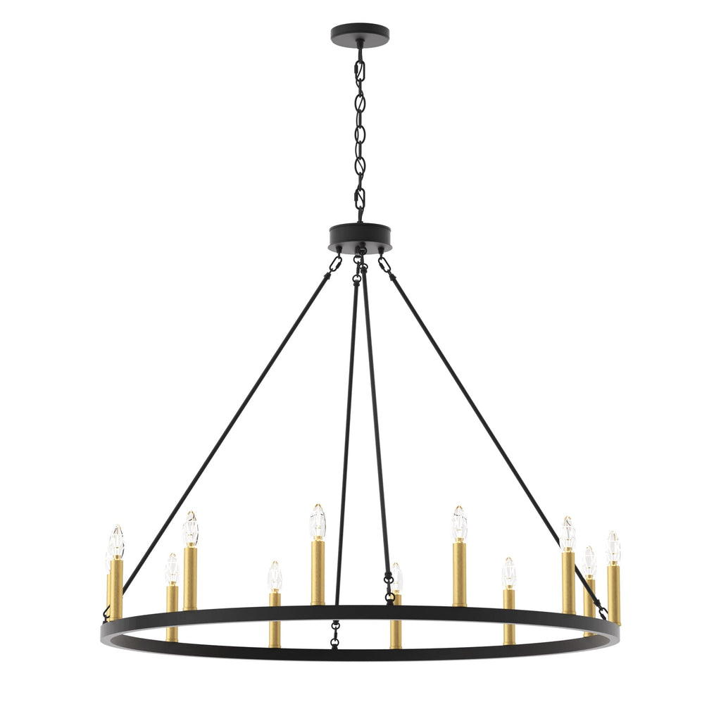 Lampadario a ruota di carro Acroma Farmhouse da 12 luci, 40 pollici, con UL - 40'' P x 138'' H