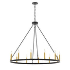 Lampadario a ruota di carro Acroma Farmhouse da 12 luci, 40 pollici, con UL - 40'' P x 138'' H
