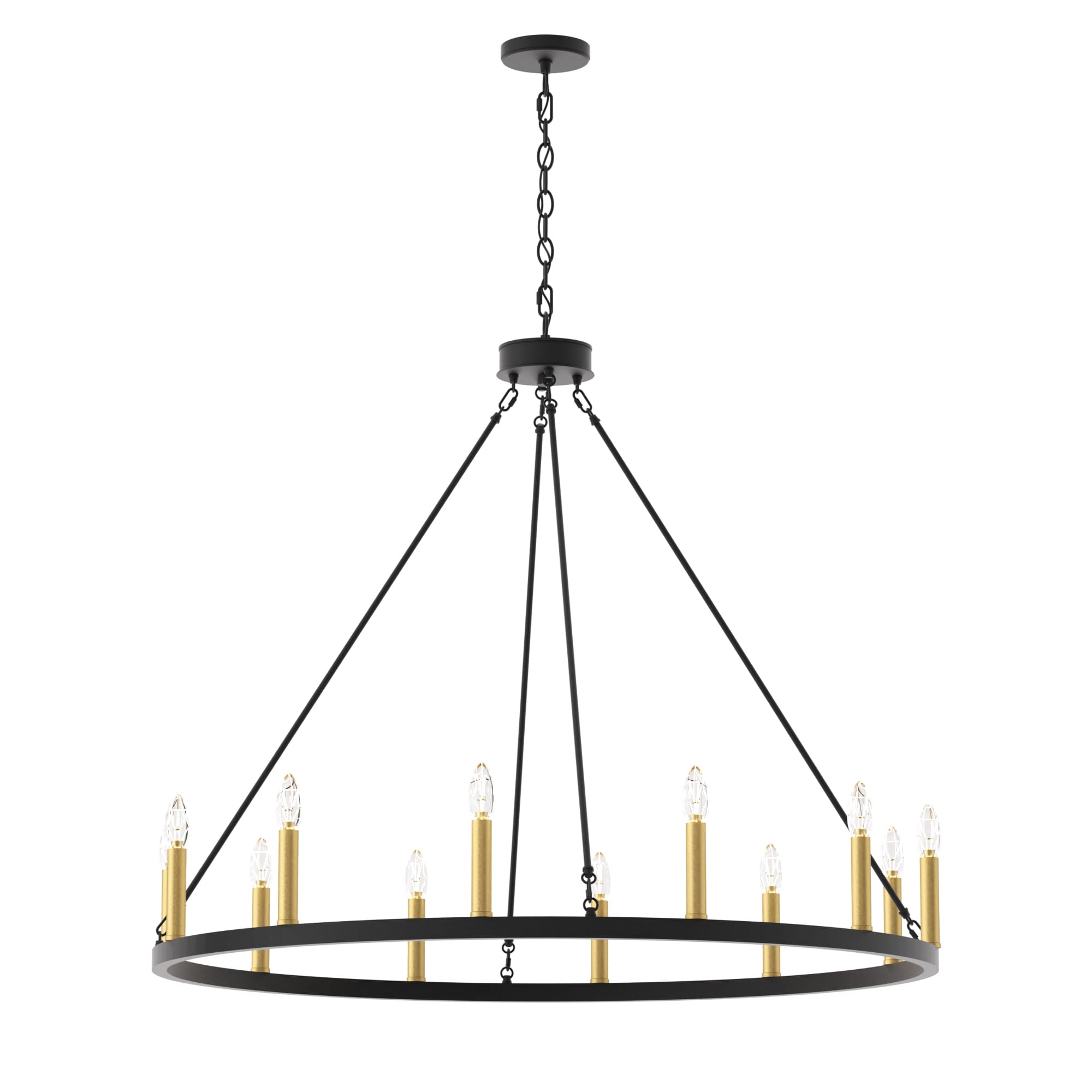 Lampadario a ruota di carro Acroma Farmhouse da 12 luci, 40 pollici, con UL - 40'' P x 138'' H