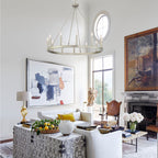 Lampadario a ruota di carro Acroma Farmhouse da 12 luci, 40 pollici, con UL - 40'' P x 138'' H