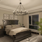 Lampadario a ruota di carro Acroma Farmhouse da 12 luci, 40 pollici, con UL - 40'' P x 138'' H