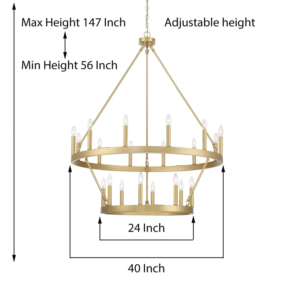 Lampadario Acroma da 20 luci moderno stile fattoria da 40 pollici a forma di ruota di carro con UL