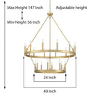 Lampadario Acroma da 20 luci moderno stile fattoria da 40 pollici a forma di ruota di carro con UL