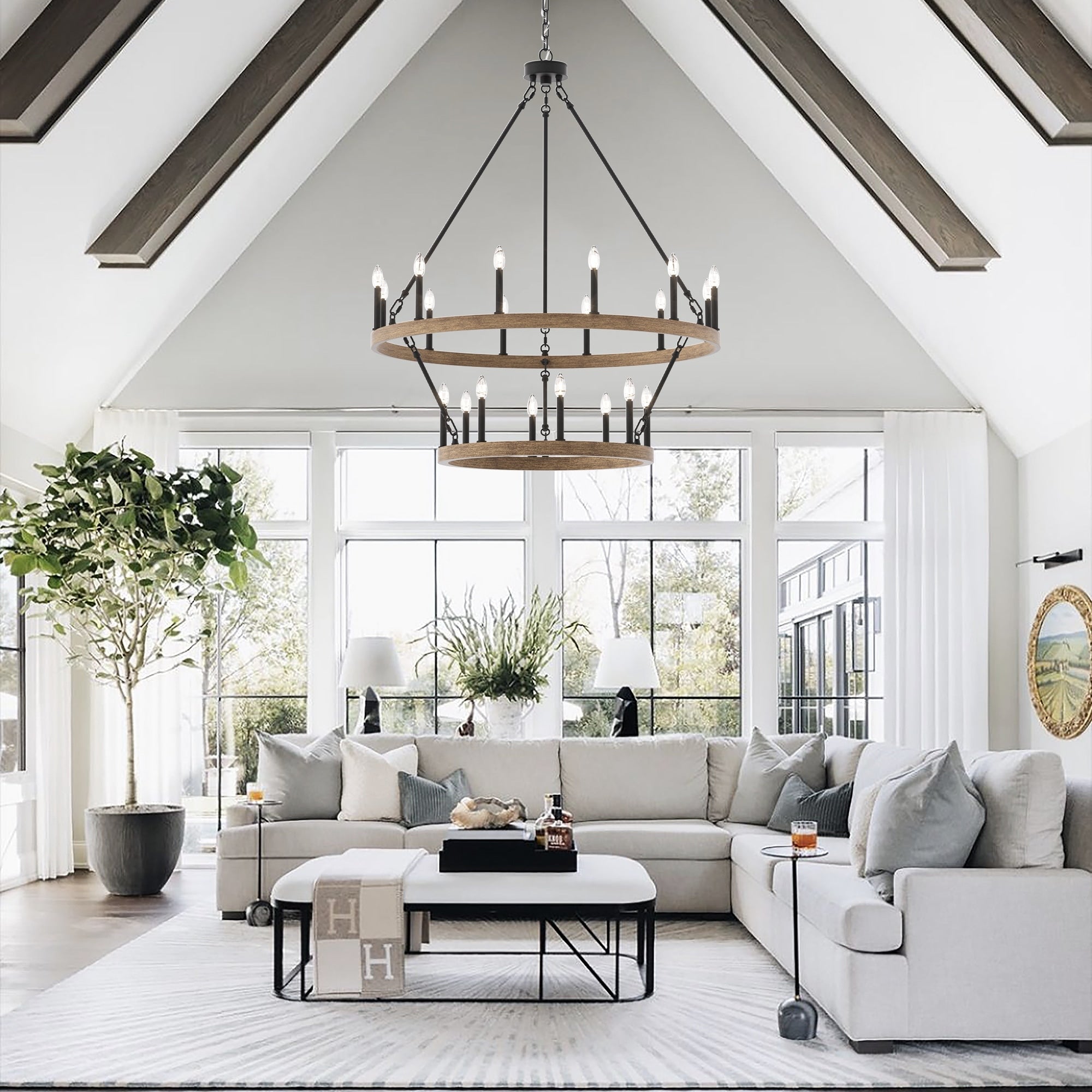 Lampadario Acroma da 20 luci moderno stile fattoria da 40 pollici a forma di ruota di carro con UL