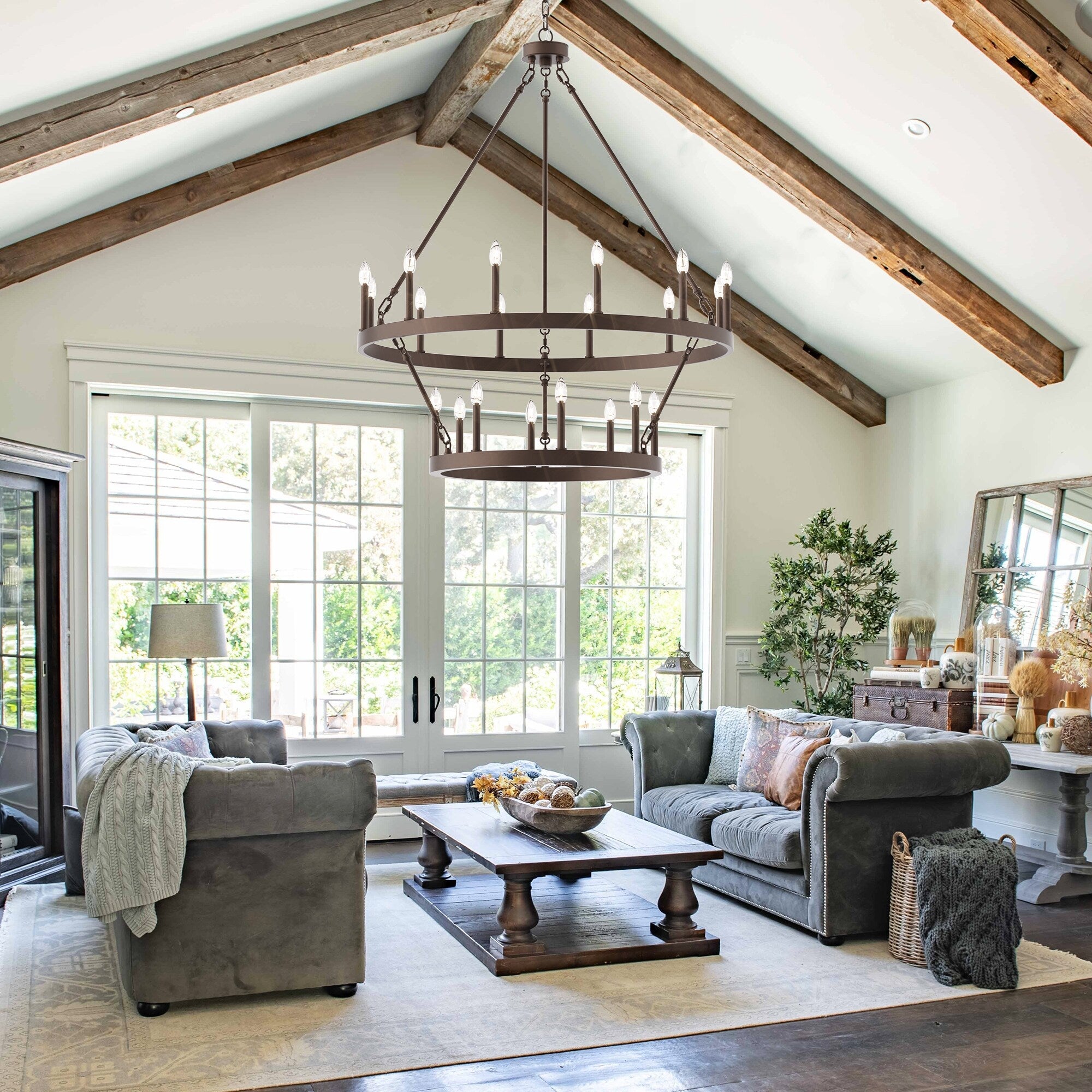 Lampadario Acroma da 20 luci moderno stile fattoria da 40 pollici a forma di ruota di carro con UL