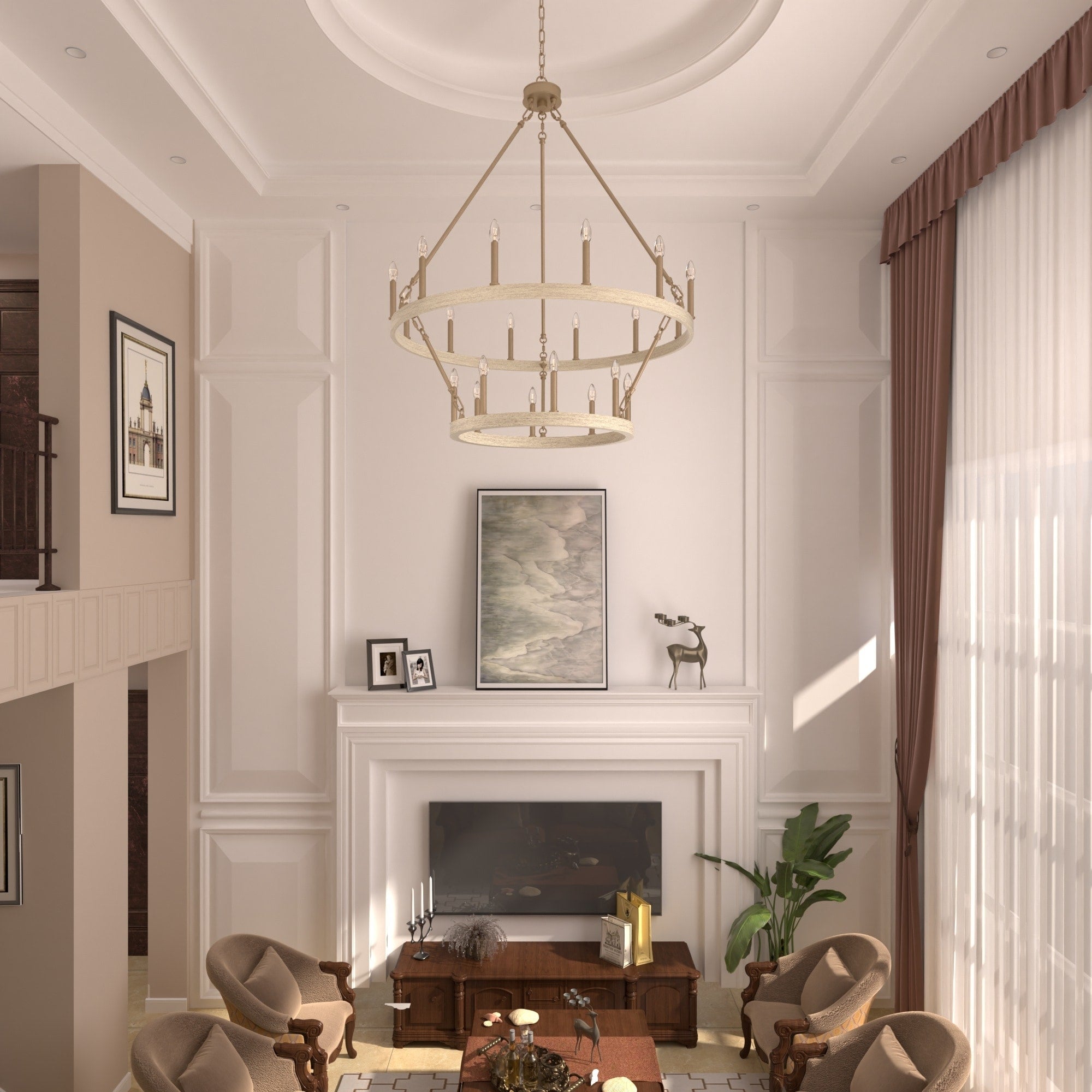 Lampadario Acroma da 20 luci moderno stile fattoria da 40 pollici a forma di ruota di carro con UL