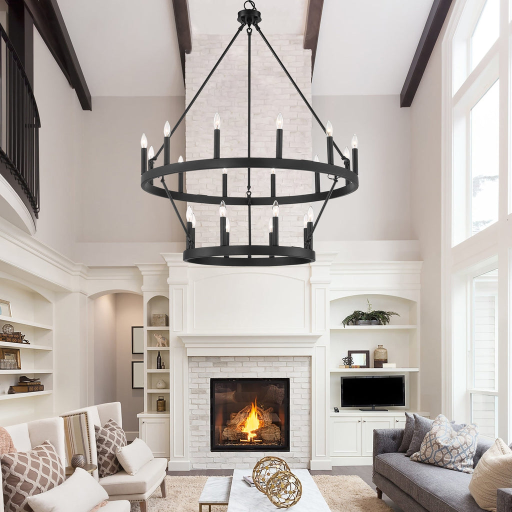 Lampadario Acroma da 20 luci moderno stile fattoria da 40 pollici a forma di ruota di carro con UL