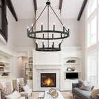 Lampadario Acroma da 20 luci moderno stile fattoria da 40 pollici a forma di ruota di carro con UL