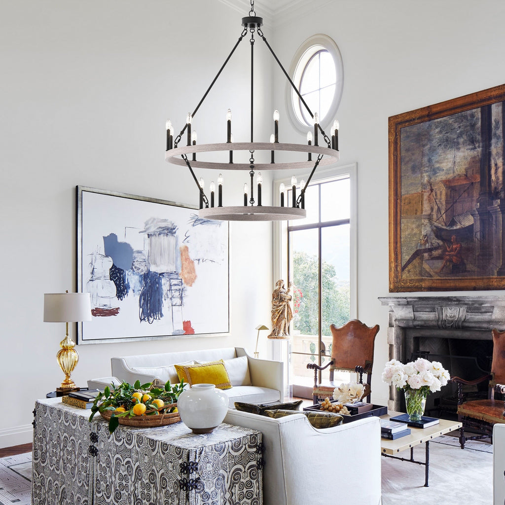 Lampadario Acroma da 20 luci moderno stile fattoria da 40 pollici a forma di ruota di carro con UL