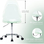 Sedia girevole in acrilico con altezza regolabile, senza braccioli, per ufficio domestico