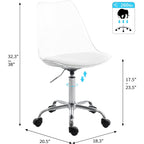 Sedia girevole in acrilico con altezza regolabile, senza braccioli, per ufficio domestico