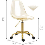 Sedia girevole in acrilico con altezza regolabile, senza braccioli, per ufficio domestico