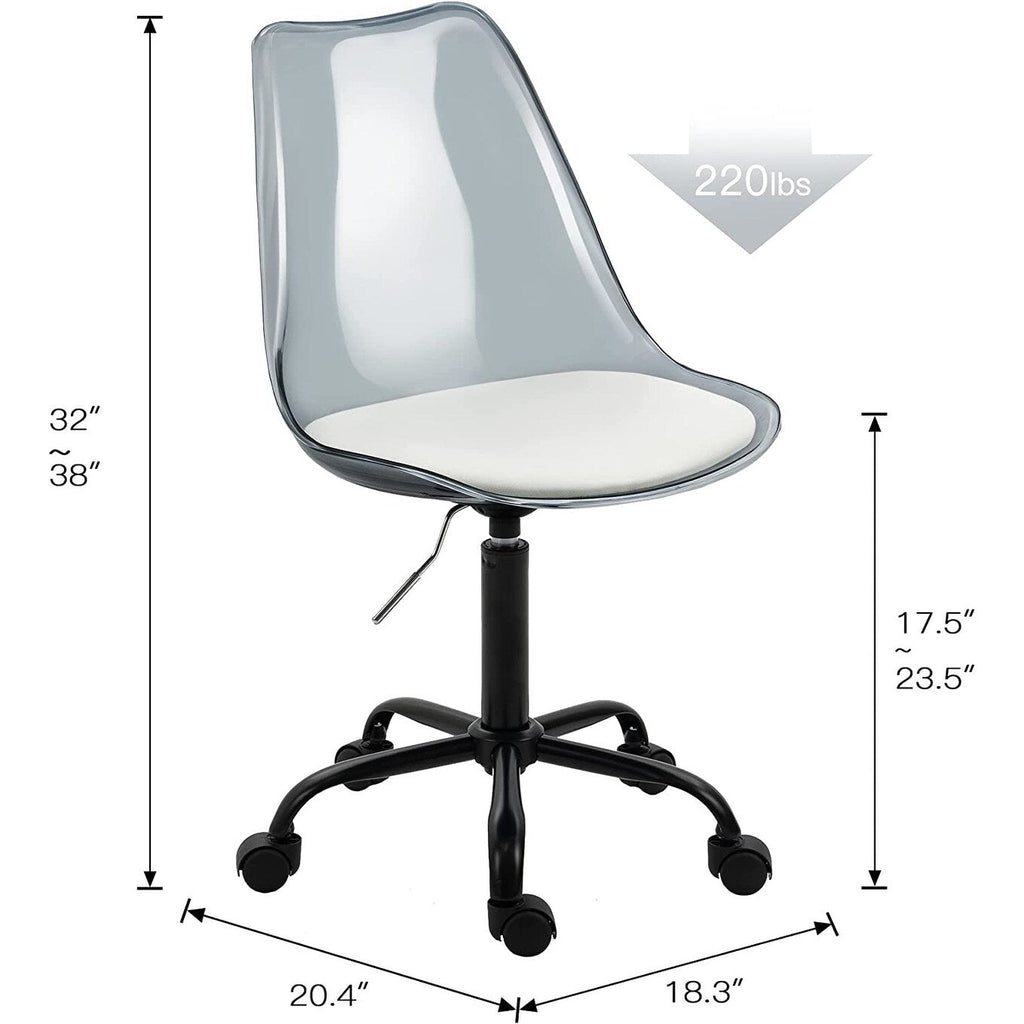 Sedia girevole in acrilico con altezza regolabile, senza braccioli, per ufficio domestico