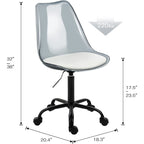 Sedia girevole in acrilico con altezza regolabile, senza braccioli, per ufficio domestico
