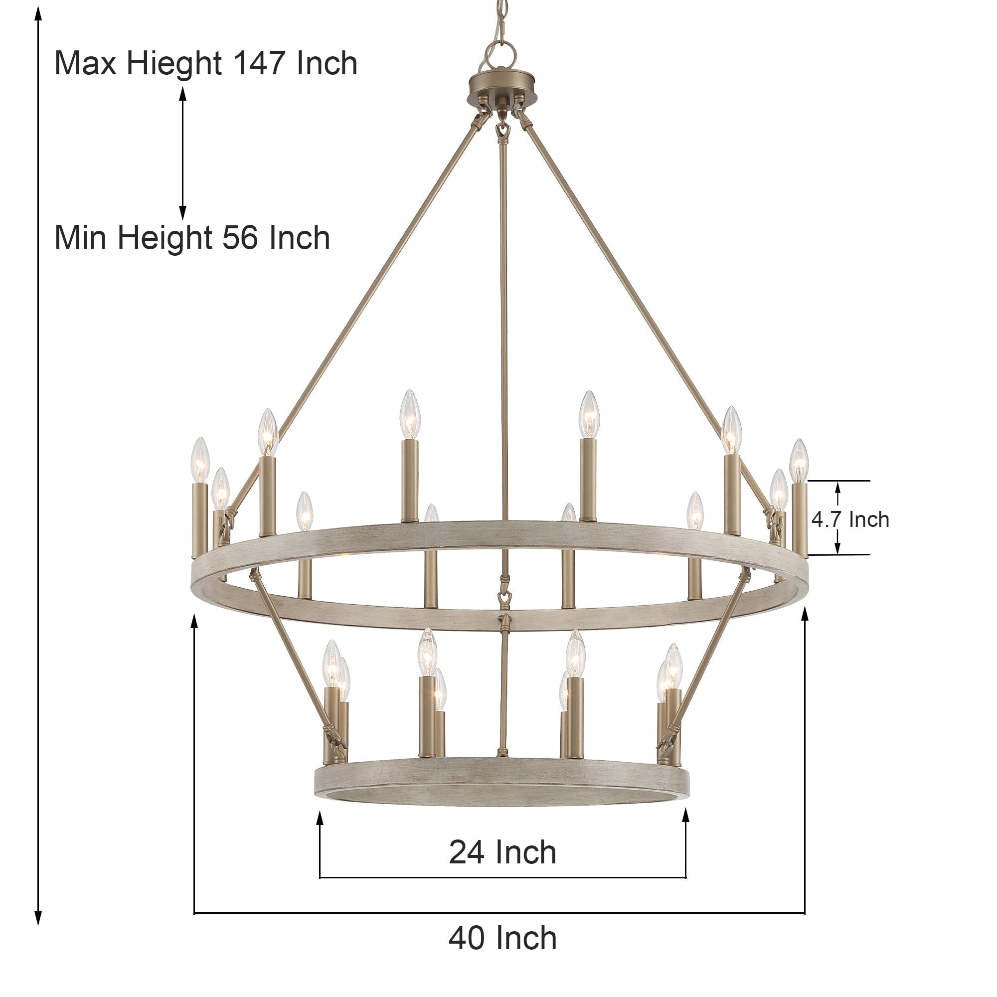 Lampadario Acroma da 20 luci moderno stile fattoria da 40 pollici a forma di ruota di carro con UL