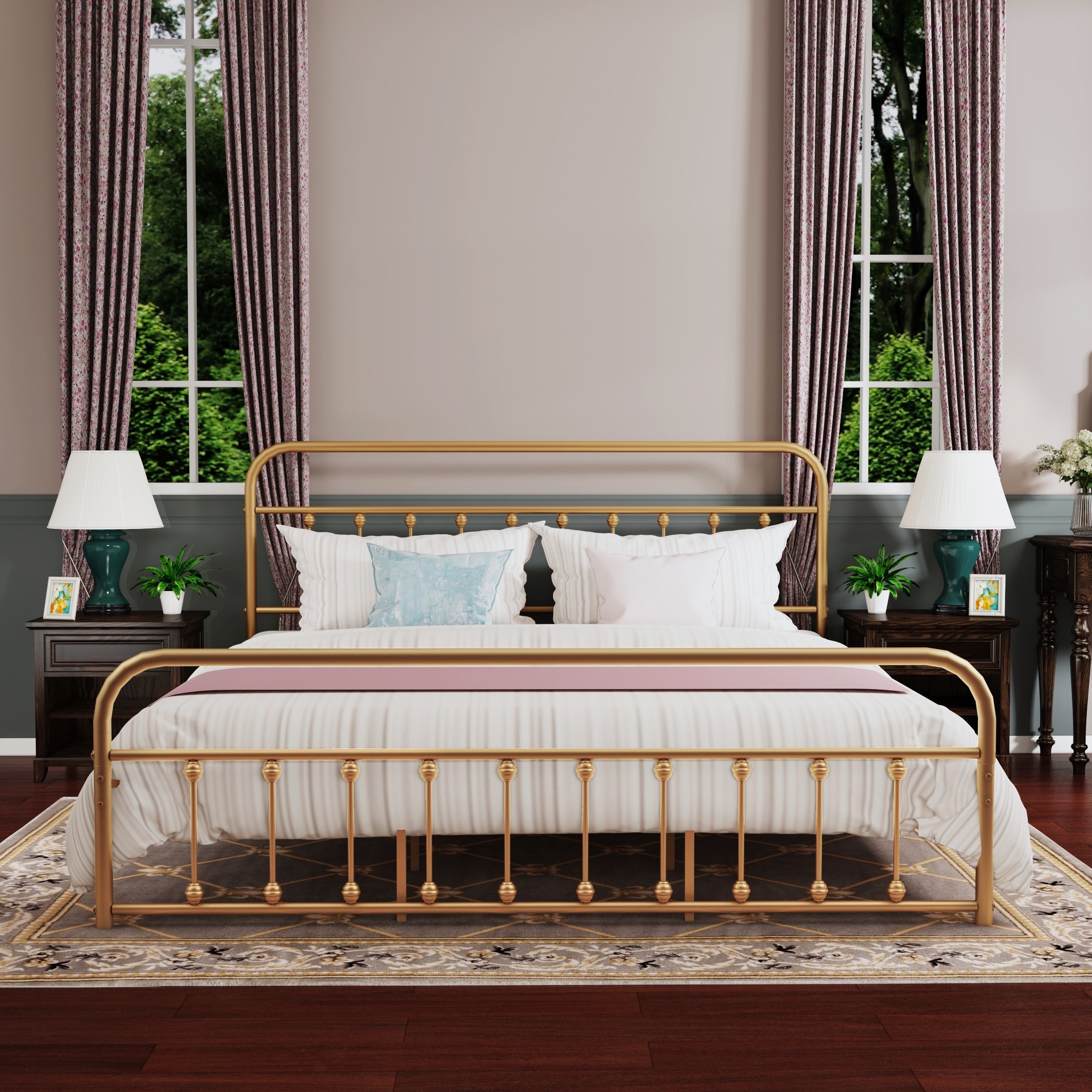 Alazyhome, semplice struttura per letto in metallo vintage, facile da montare